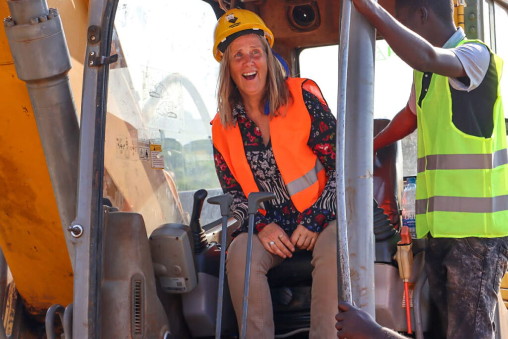 Diane, Tiba's CEO, takes a turn with some heavy equipment